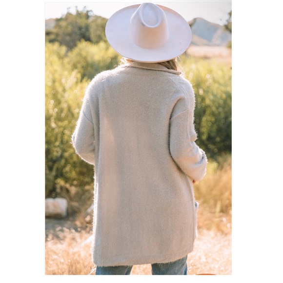 Light Gray Fuzzy Luxury Cardigan - Picture 3 of 11